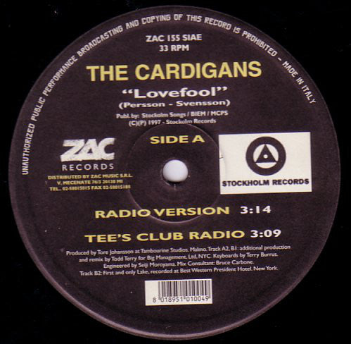 The Cardigans : Lovefool (12")
