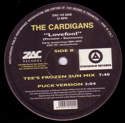 The Cardigans : Lovefool (12")