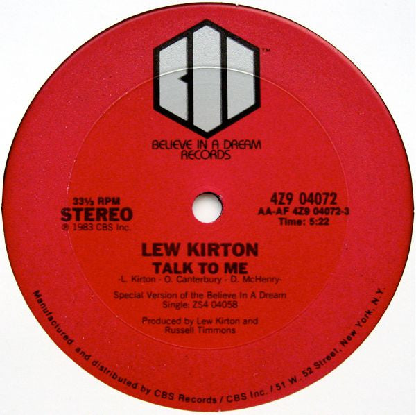 Lew Kirton : Talk To Me (12")
