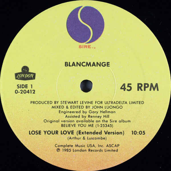 Blancmange / West India Company : Lose Your Love / Ave Maria (12", Maxi, Spe)