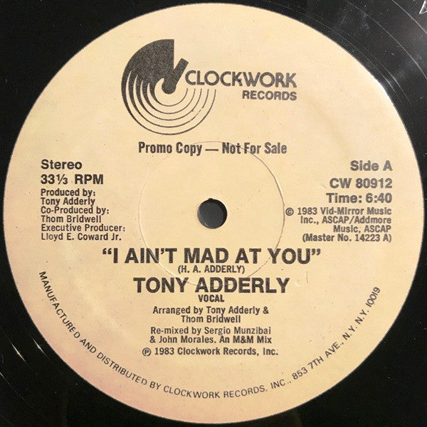 Tony Adderly : I Ain't Mad At You (12", Promo)