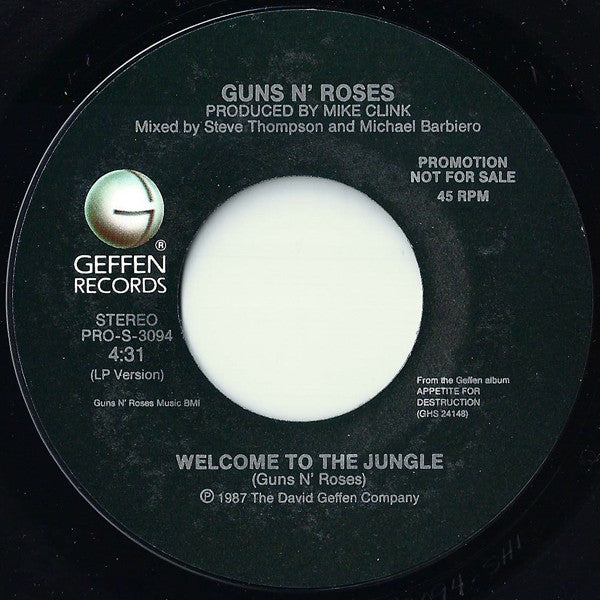 Guns N' Roses : Welcome To The Jungle (7", Single, Promo, Styrene)