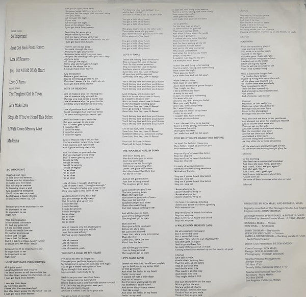 Sparks : Interior Design (LP, Album)