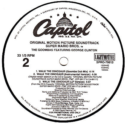 The Goombas Featuring George Clinton : Walk The Dinosaur (12", Promo)