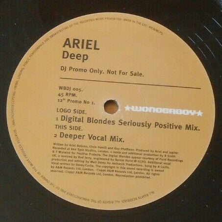 Ariel (3) : Deep (I'm Falling Deeper) (2x12", Promo)