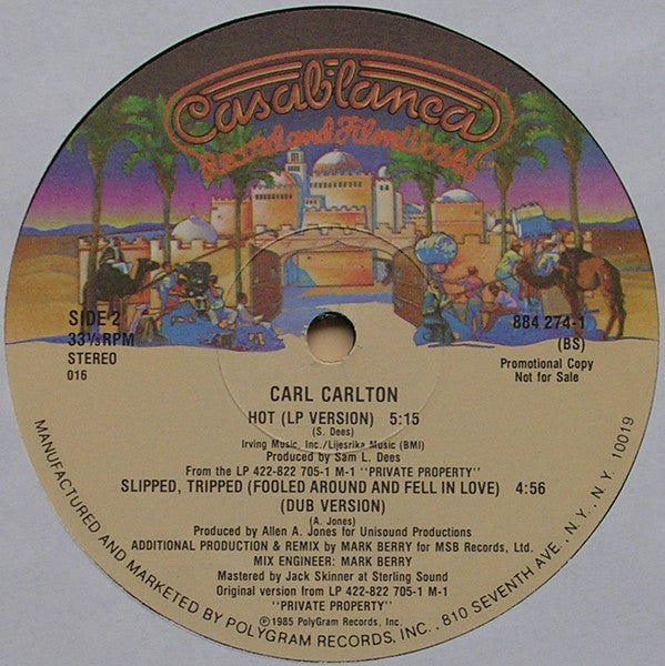Carl Carlton : Slipped, Tripped (Fooled Around And Fell In Love) (12", Promo)