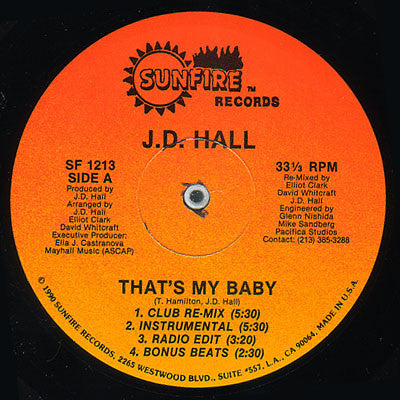 J.D. Hall : That's My Baby (12")