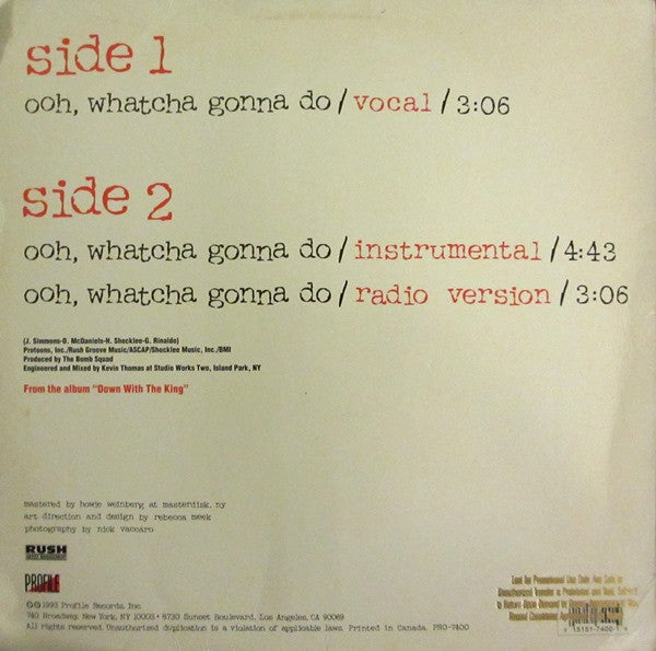 Run DMC* : Ooh, Whatcha Gonna Do (12", Promo)