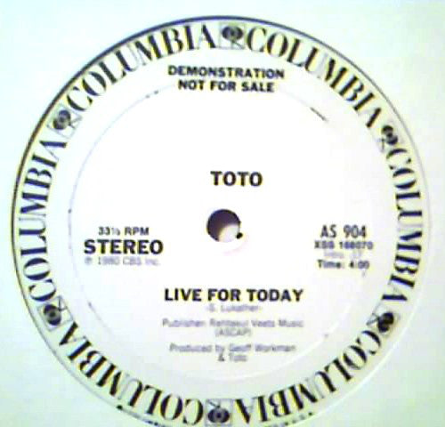 Toto : Goodbye Elenore / Live For Today (12", Promo)