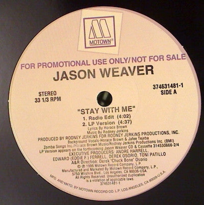 Jason Weaver : Stay With Me (12", Promo)