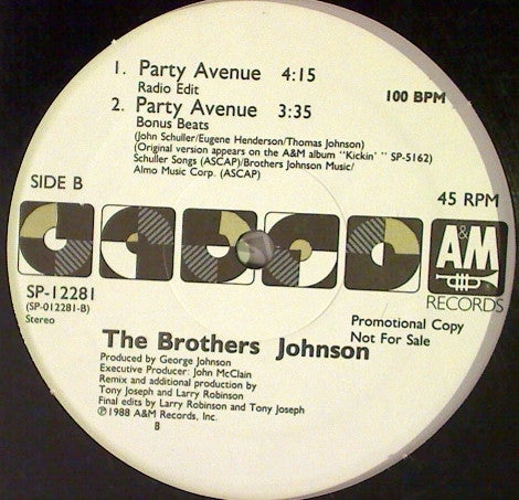 Brothers Johnson : Party Avenue (12", Promo)