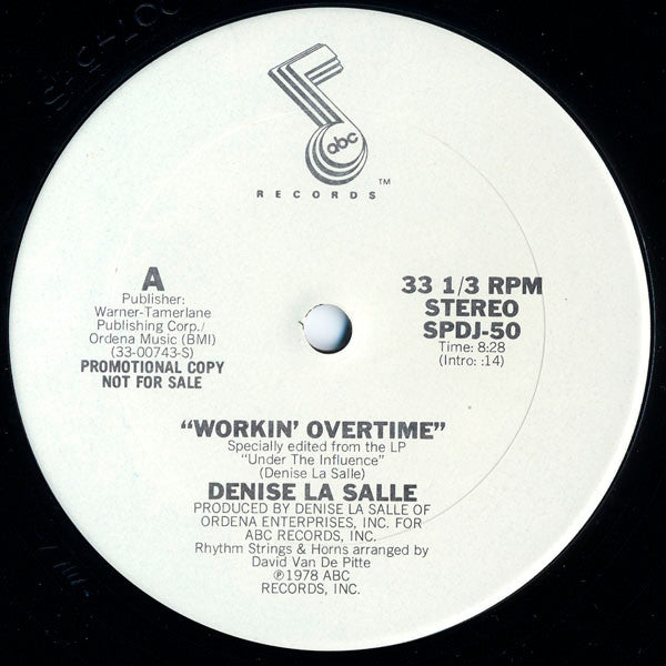 Denise La Salle* : Workin Overtime (12", Promo)