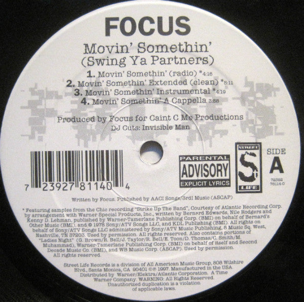 Focus (4) : Movin' Somethin' (Swing Ya Partners) (12", Single)