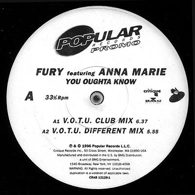 Fury (45) Featuring Anna Marie (2) : You Oughta Know (12", Promo)
