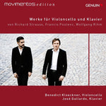 the album cover for Strauss / Poulenc / Rihm - Works for Cello & Piano