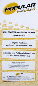 B.S. Project Feat. Eilena Dennis* : Heartbeats (12", Promo)