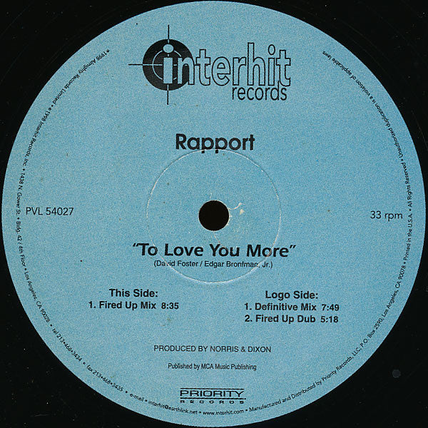 Rapport : To Love You More (12")
