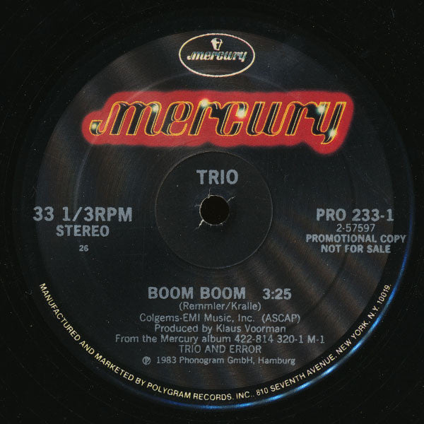Trio : Boom Boom (12", Promo)