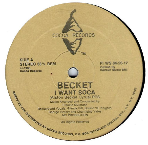 Becket* : I Want Soca (12", 180)