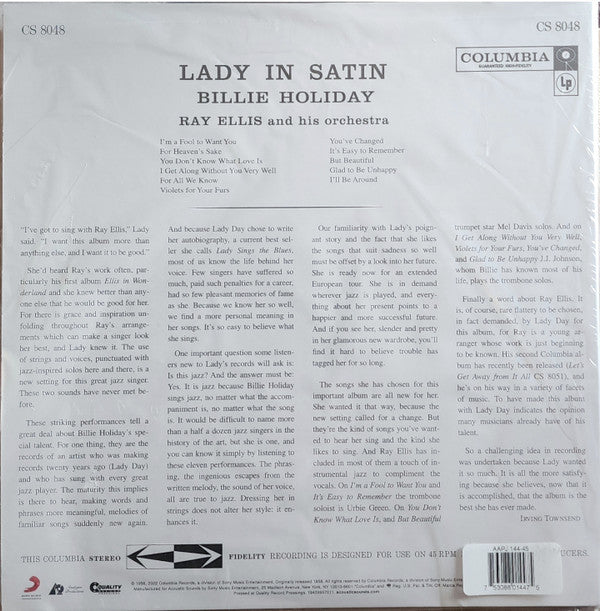 Billie Holiday, Ray Ellis And His Orchestra : Lady In Satin (2x12", Album, Ltd, RE, 180)