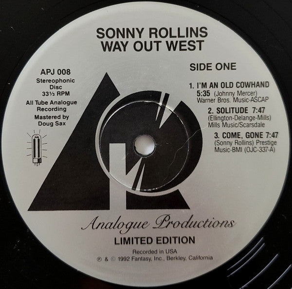 Sonny Rollins : Way Out West (LP, Album, Ltd, Num, RE, RM, 180)