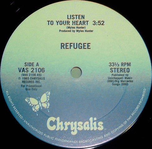 Refugee : Listen To Your Heart (12", Promo)
