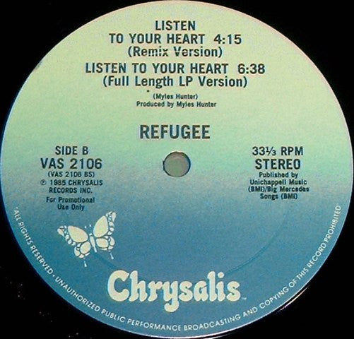 Refugee : Listen To Your Heart (12", Promo)