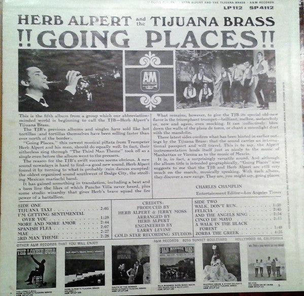 Herb Alpert And The Tijuana Brass* : !!Going Places!! (LP, Album, Mon)