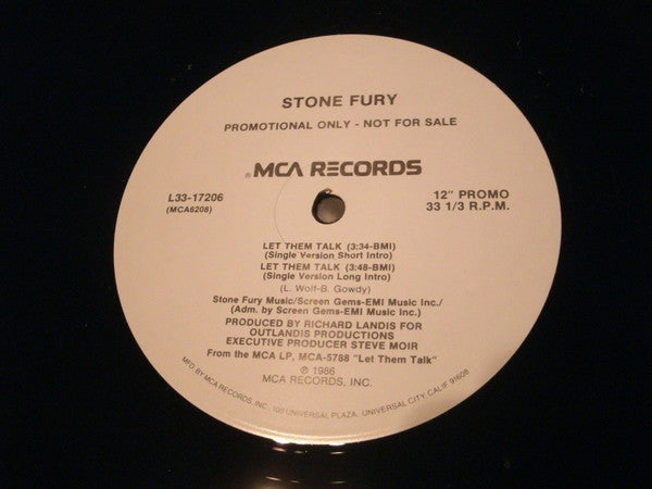 Stone Fury : Let Them Talk (12", Promo)