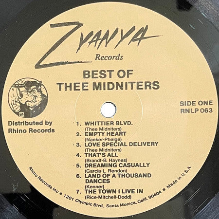 Thee Midniters : Best Of Thee Midniters (LP, Comp)