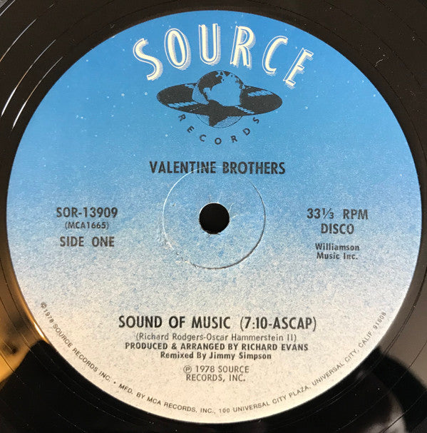 The Valentine Brothers : Sound Of Music (12")