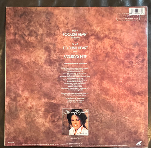 Sharon Bryant : Foolish Heart (12", Promo)