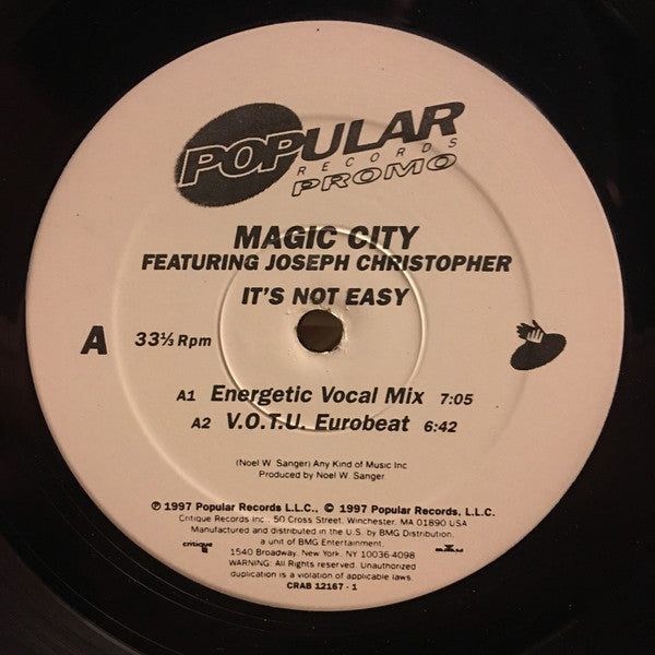 Magic City (3) Featuring Joseph Christopher : It's Not Easy (12", Promo)