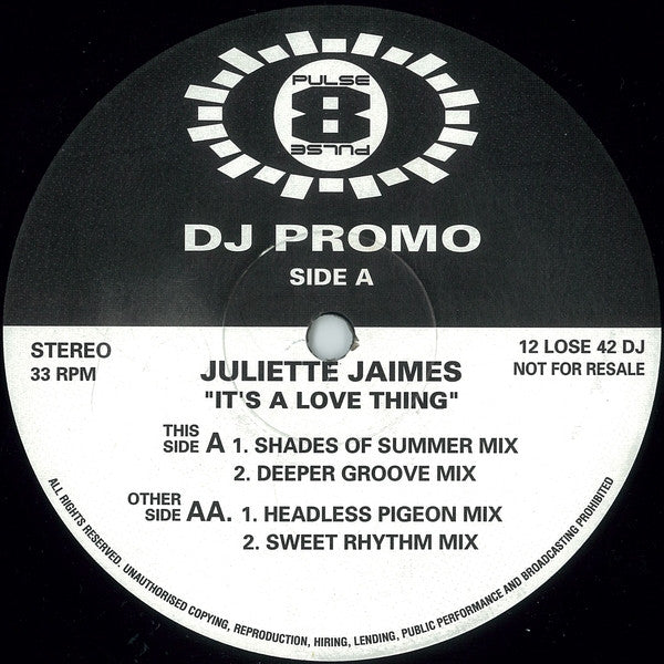 Juliette Jaimes : It's A Love Thing (12", Promo)