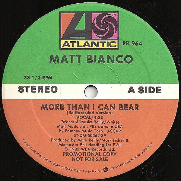 Matt Bianco : More Than I Can Bear (12", Promo)