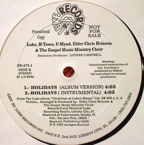 Luke, H-Town, U-Mynd, Chris Brinson & The Gospel Music Ministry Choir* : We Bring You Joy (12", Promo)