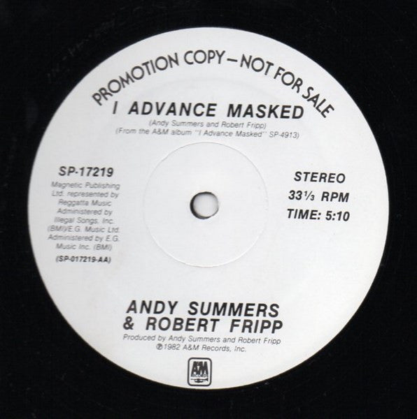 Andy Summers & Robert Fripp : I Advance Masked (12", Promo)