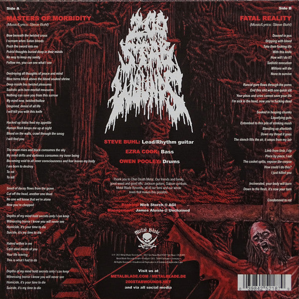 200 Stab Wounds : Masters Of Morbidity (7", Single, Ltd, Red)