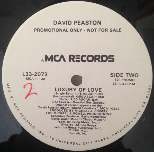 David Peaston : Luxury Of Love (12", Promo)