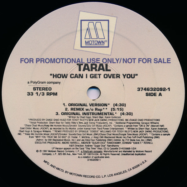 Taral : How Can I Get Over You (12", Promo)