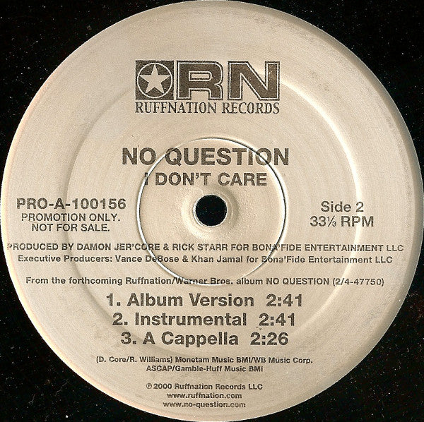 No Question : I Don't Care (12", Promo)