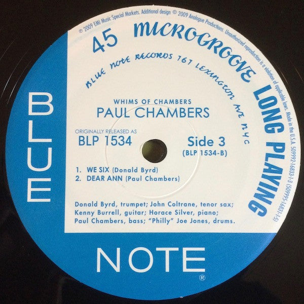 Paul Chambers Sextet : Whims Of Chambers (2x12", Album, Mono, Ltd, Num, RE, RM)