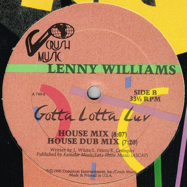 Lenny Williams : Gotta Lotta Luv (12", Single)