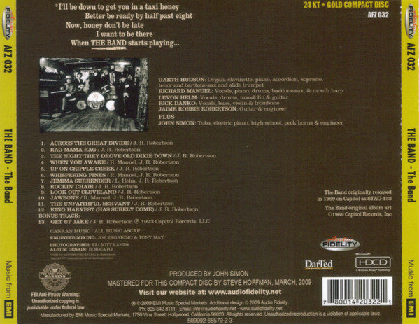 The Band : The Band (HDCD, Album, Ltd, Num, RM, Gol)