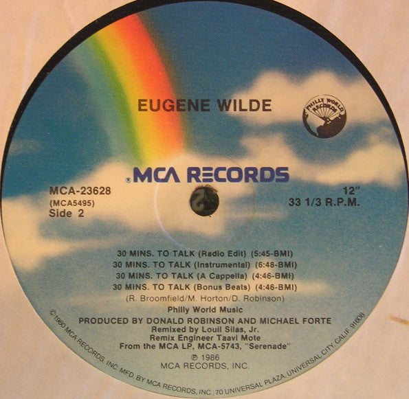 Eugene Wilde : 30 Mins. To Talk (12", Single, Pin)