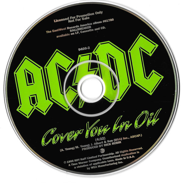 AC/DC : Cover You In Oil (CD, Single, Promo)