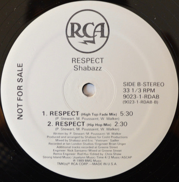 Shabazz : Respect (12", Promo)