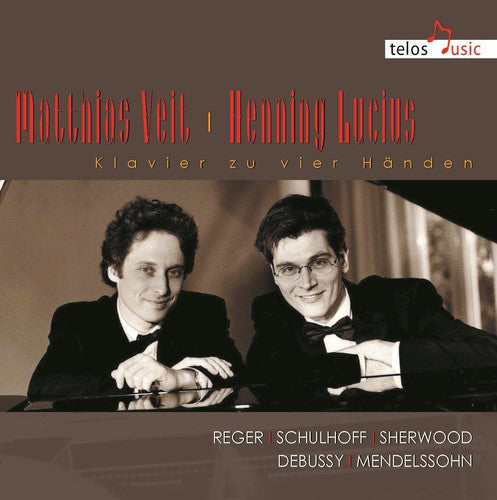 the album cover for Reger / Schulhoff / Sherwood / Debussy - Piano for Four Hands