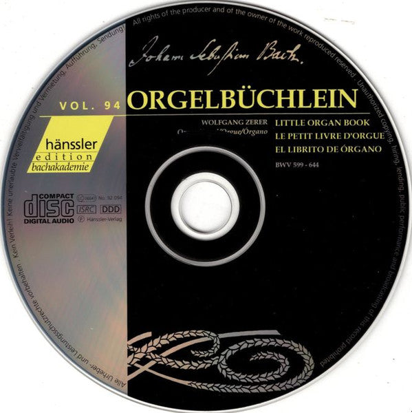Johann Sebastian Bach, Wolfgang Zerer : Orgelbüchlein BWV 599 - 644 (CD, Album)