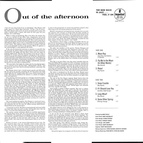 Roy Haynes Quartet : Out Of The Afternoon (LP, Album, RE, RM, 180)